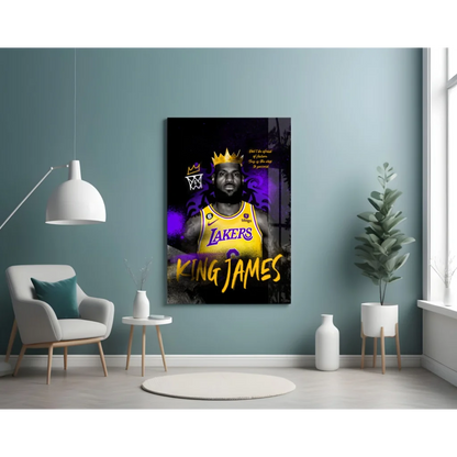 LeBron James Lakers King Crown Canvas Wall Art Print | Contemporary Home Wall Art | vintageantiquesgifts.com