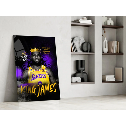 Vibrant LeBron James Lakers king crown wall art canvas print