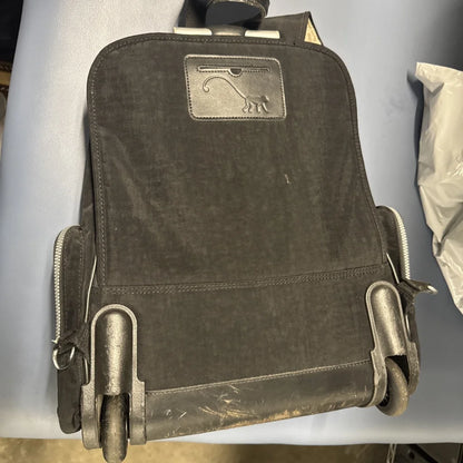 Kipling Gaze Large dark gray suede rolling suitcase with silver wheels