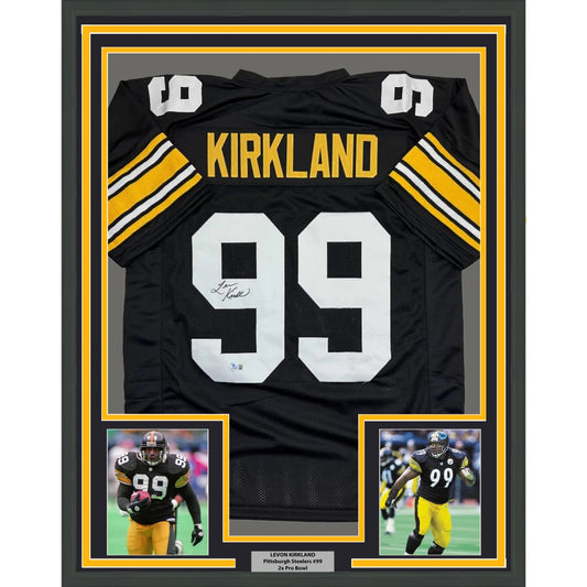 Kirkland signed Pittsburgh Steelers framed jersey with black yellow frame