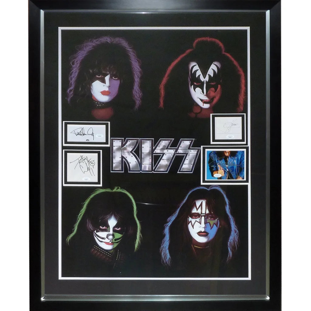 Deluxe framed KISS poster with autographs and iconic makeup