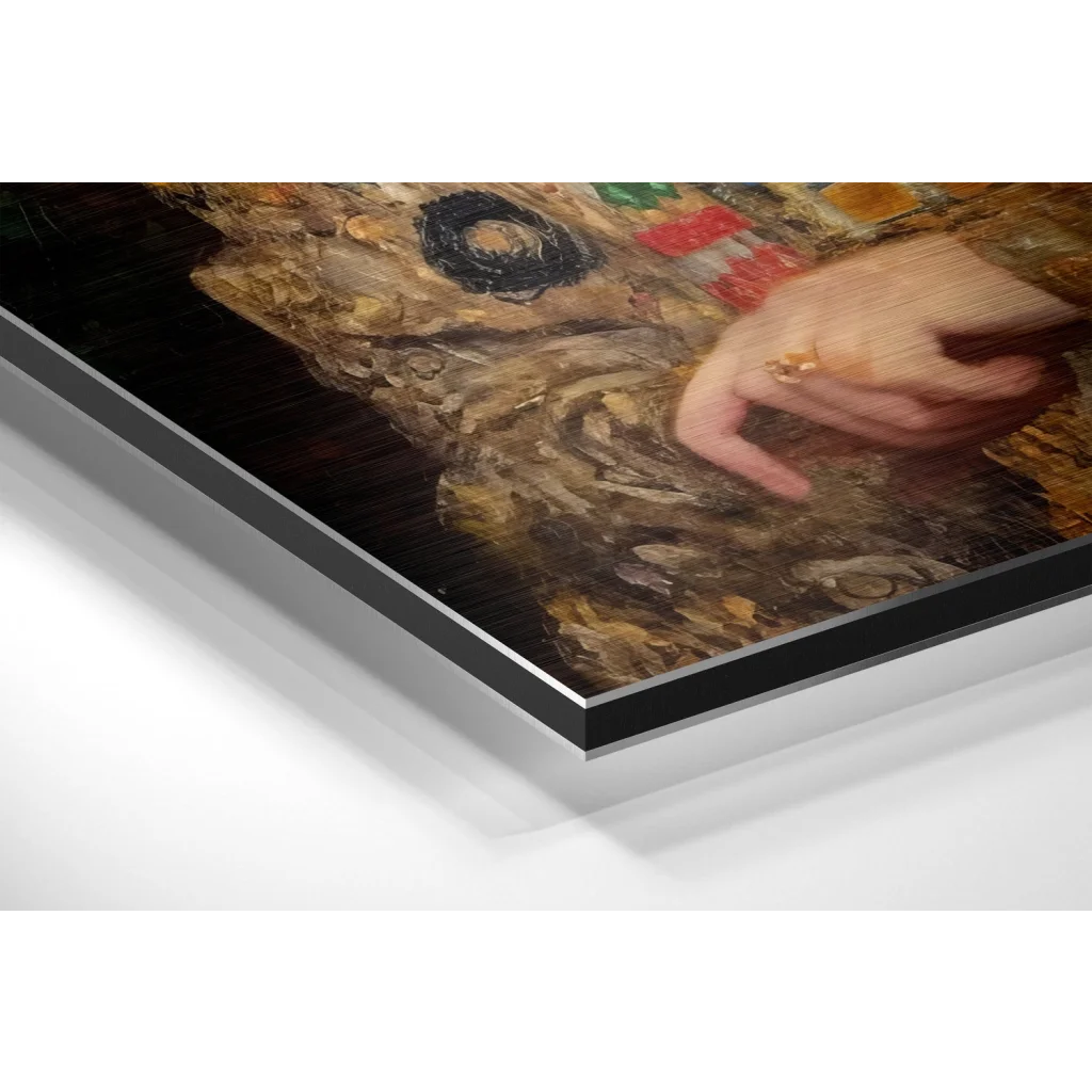 Framed Gustav Klimt The Kiss on brushed aluminium dibond print