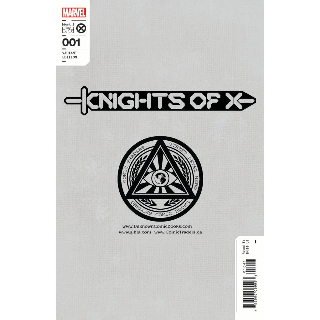 Comic book with Knights of X and Unknown Comic Books logos for Knights of X Adventure