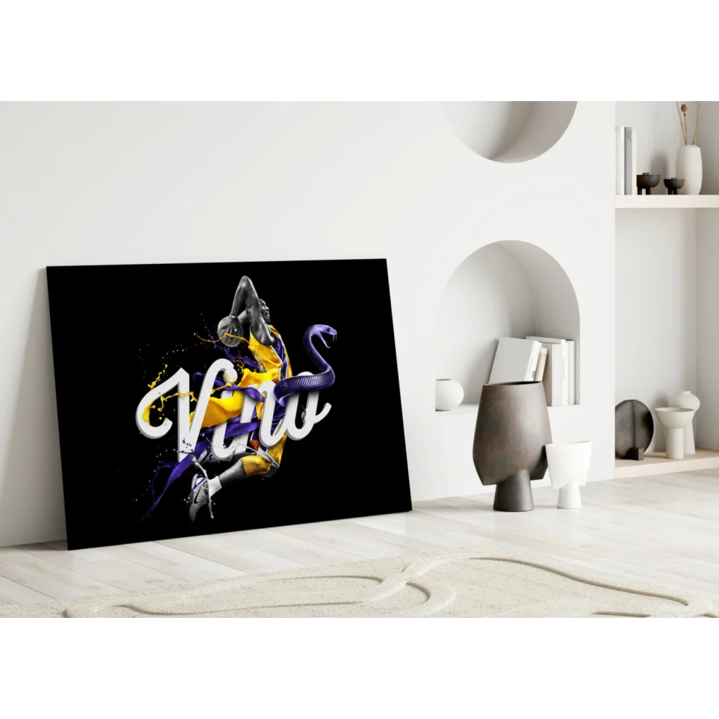 Kobe Bryant dynamic action poster wall art with purple snake design