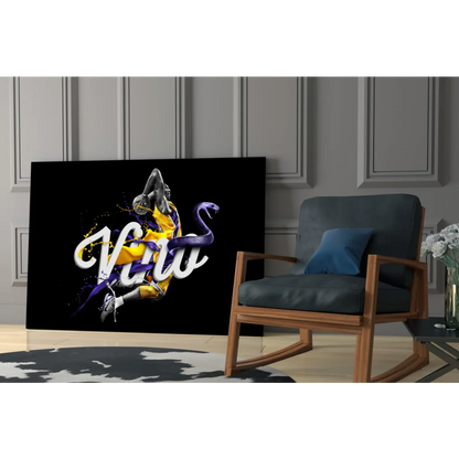 Kobe Bryant victory poster as purple snake glass wall art