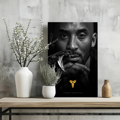 Black and gold Kobe Bryant poster with cobra on insigne aluminum prints