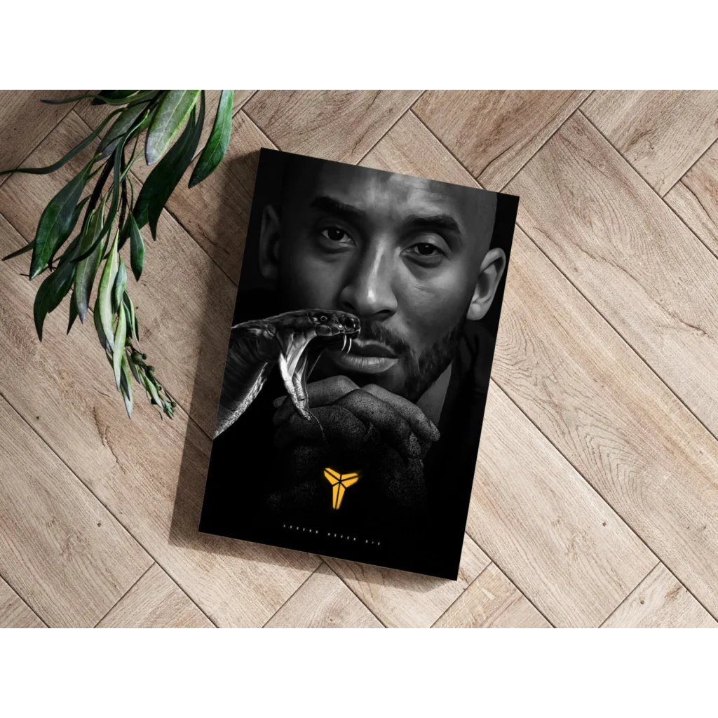 Kobe Bryant mamba insigne aluminum print with black gold poster snake hand Lakers logo