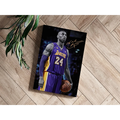 Kobe Bryant in purple gold Lakers jersey on insigne aluminum print