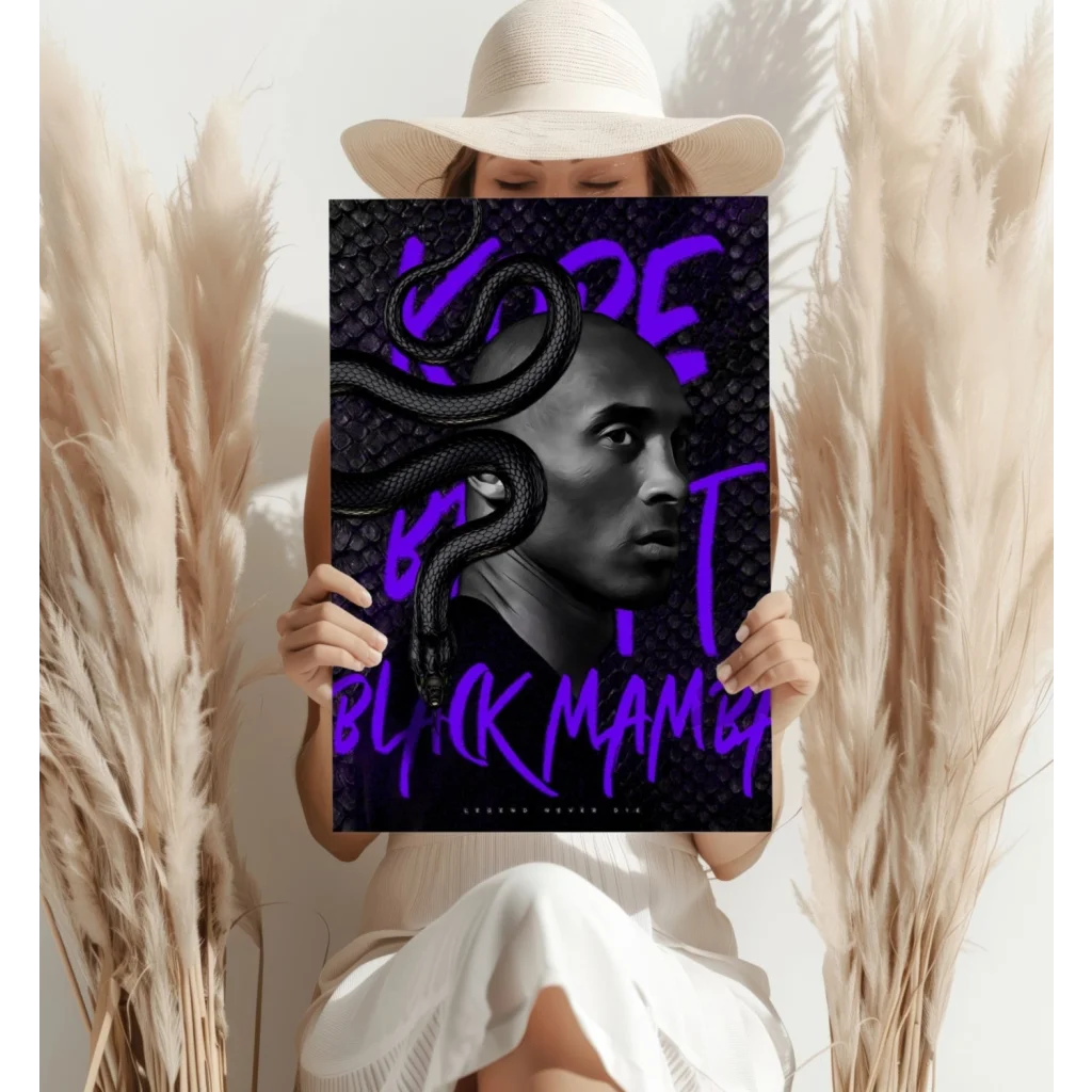 Kobe Bryant Black Mamba insigne aluminum print poster with snake design