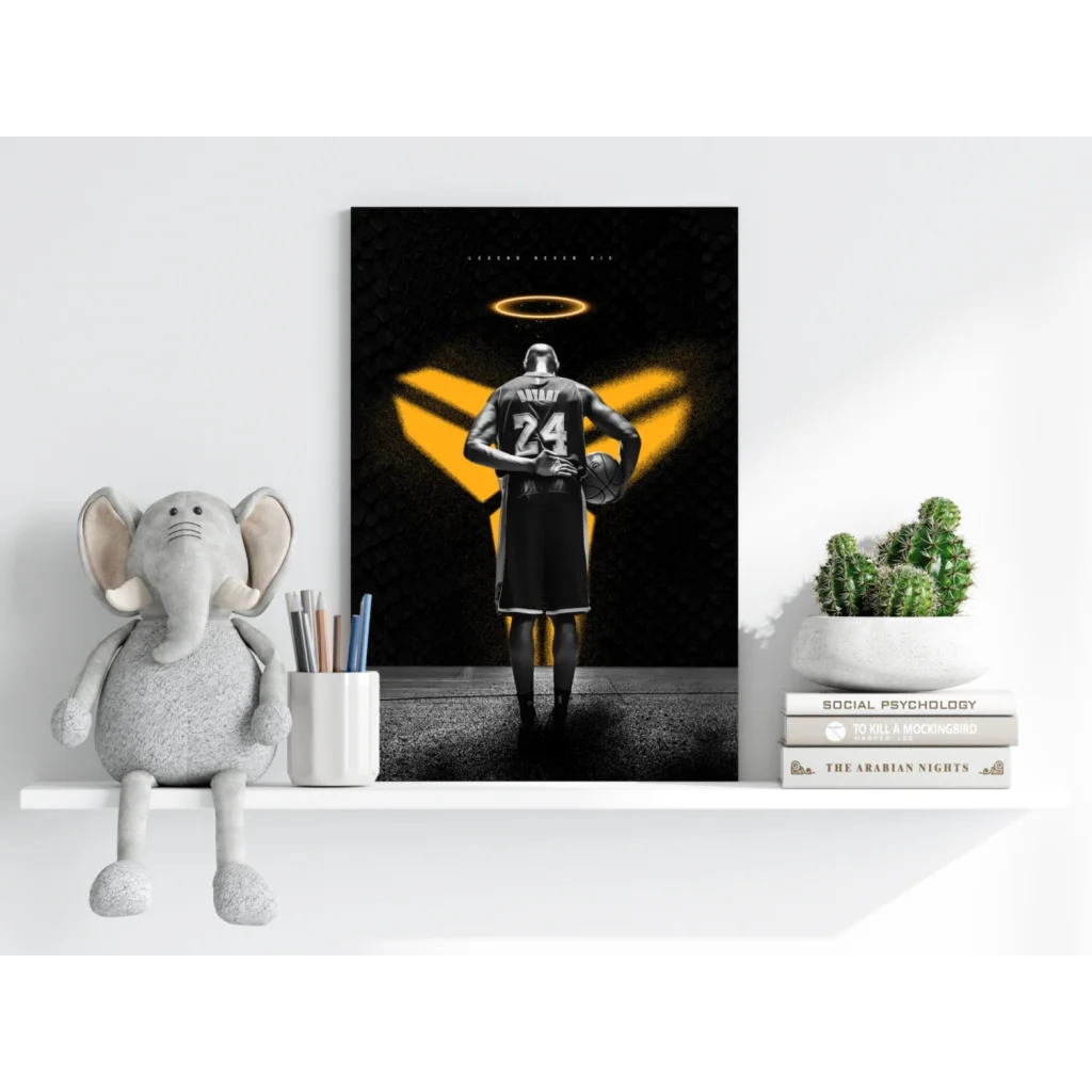 Kobe Bryant angel halo insigne aluminum print in black and gold
