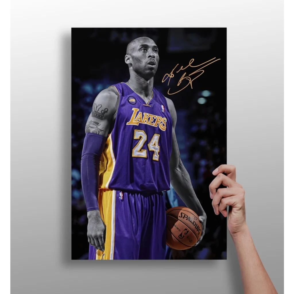 Kobe Bryant Lakers purple gold jersey 24 insigne aluminum prints home decor