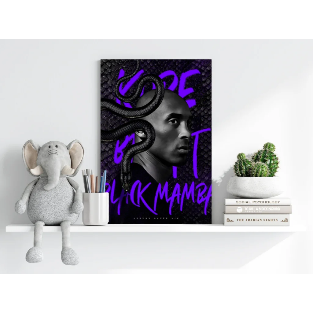 Kobe Bryant Black Mamba portrait on insigne aluminum prints