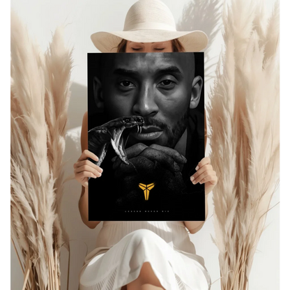 Kobe Bryant mamba insigne aluminum print with black gold snake portrait