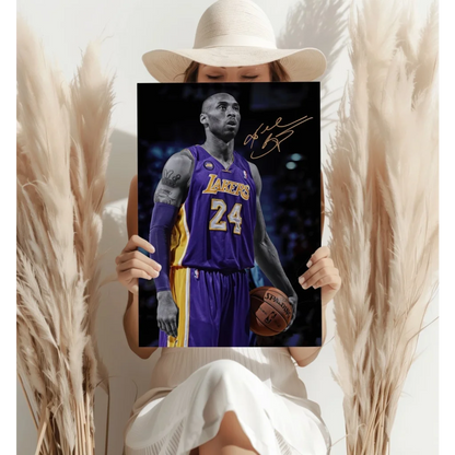 Kobe Bryant Lakers insigne aluminum prints home decor with purple gold jersey number 24