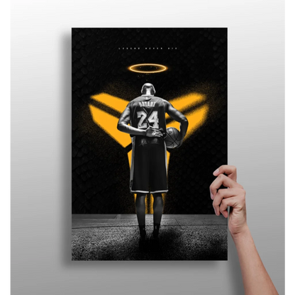 Kobe Bryant angel halo insigne aluminum print in black gold
