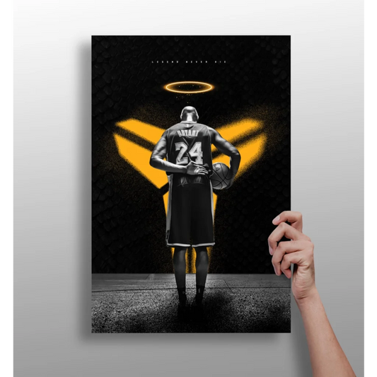 Kobe Bryant angel halo insigne aluminum print in black gold