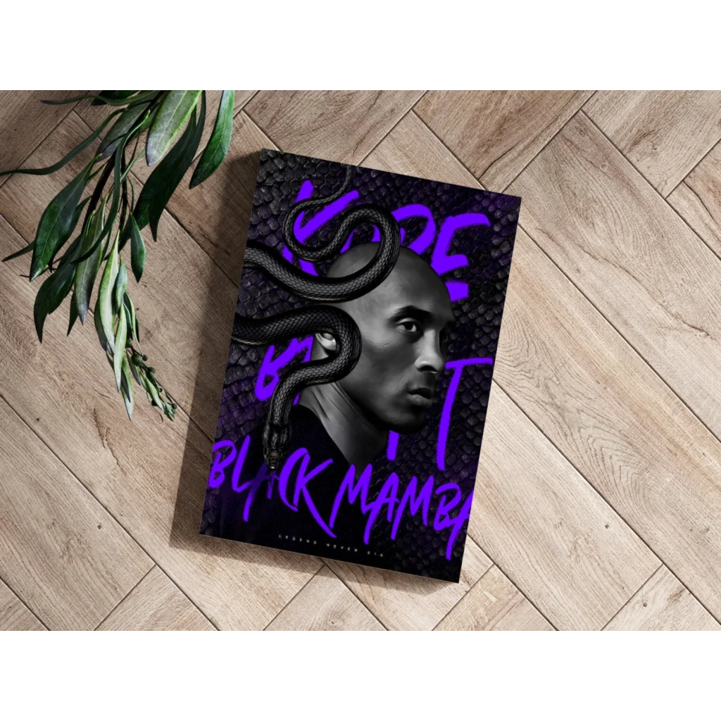 Kobe Black Mamba insigne aluminum print with purple graffiti portrait