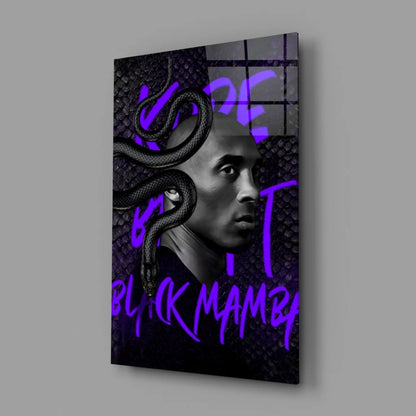 Stylized Kobe Bryant Black Mamba portrait on purple glow canvas wall art