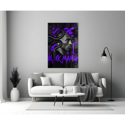 Kobe Bryant Black Mamba purple glow canvas wall art portrait