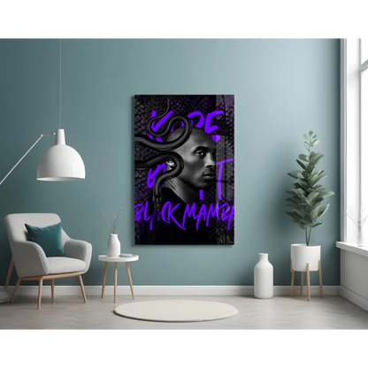 Kobe Bryant Black Mamba purple glow canvas wall art portrait