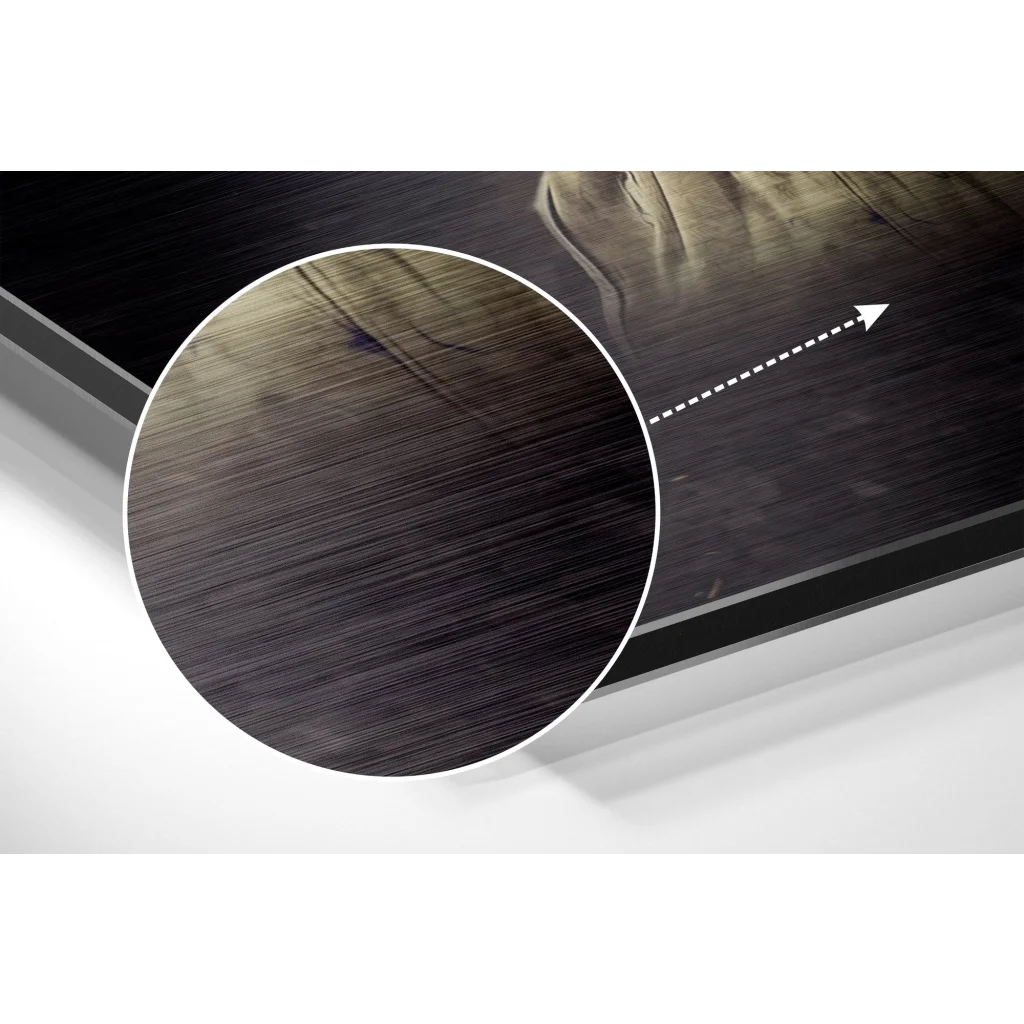 Kobe Bryant Black Mamba brushed aluminium dibond wall art in dark wood-grain frame