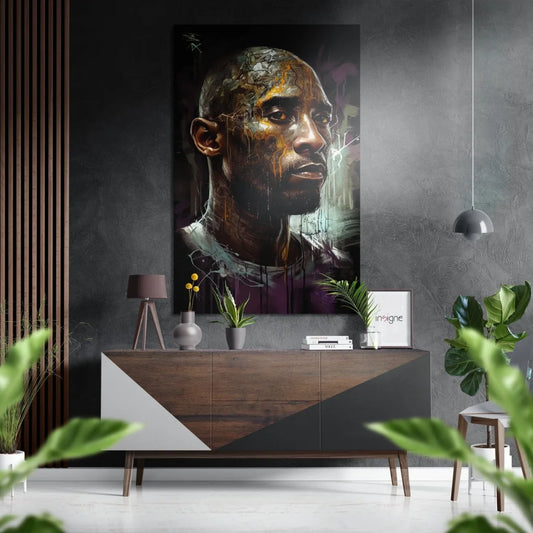 Kobe Bryant abstract portrait on brushed aluminium dibond