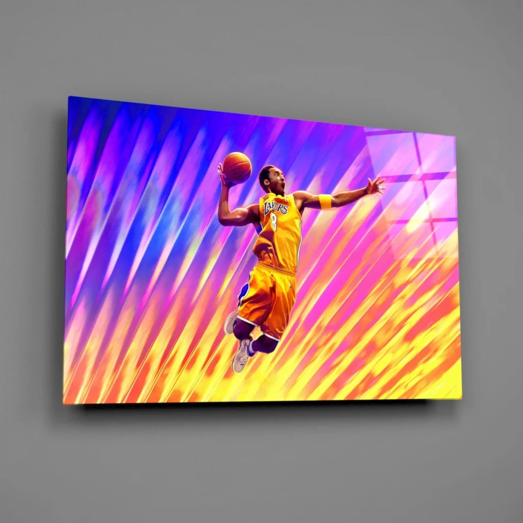 Vibrant Kobe Bryant Lakers dunk canvas wall art print