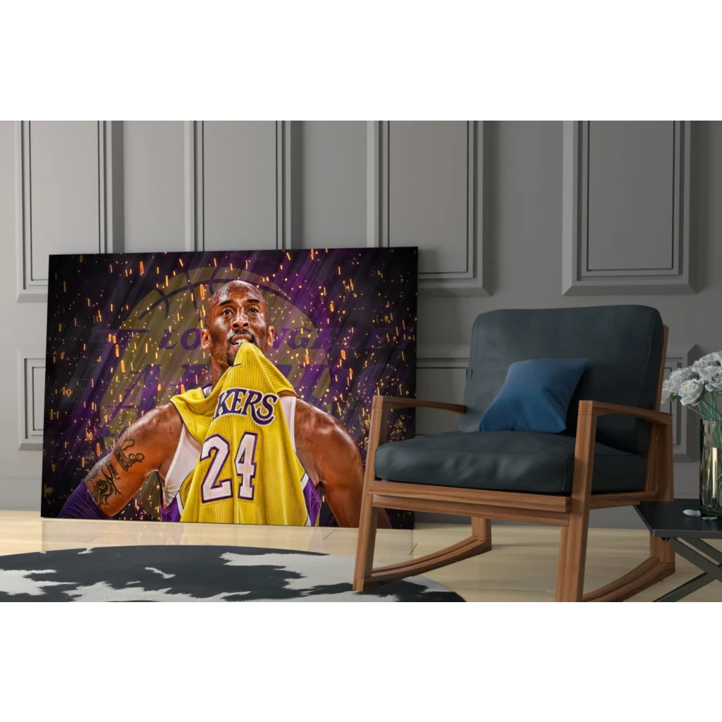 Vibrant purple gold Kobe Bryant Lakers 24 wall art canvas print