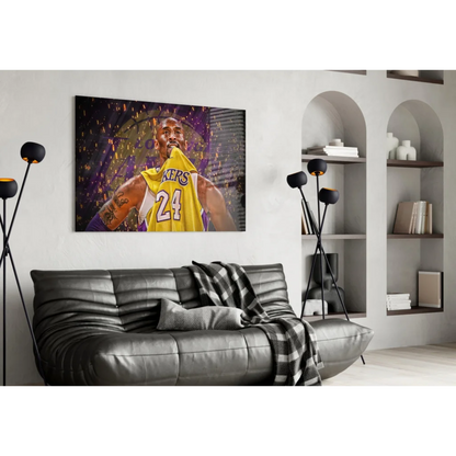 Vibrant Kobe Bryant Lakers 24 wall art canvas in purple and gold