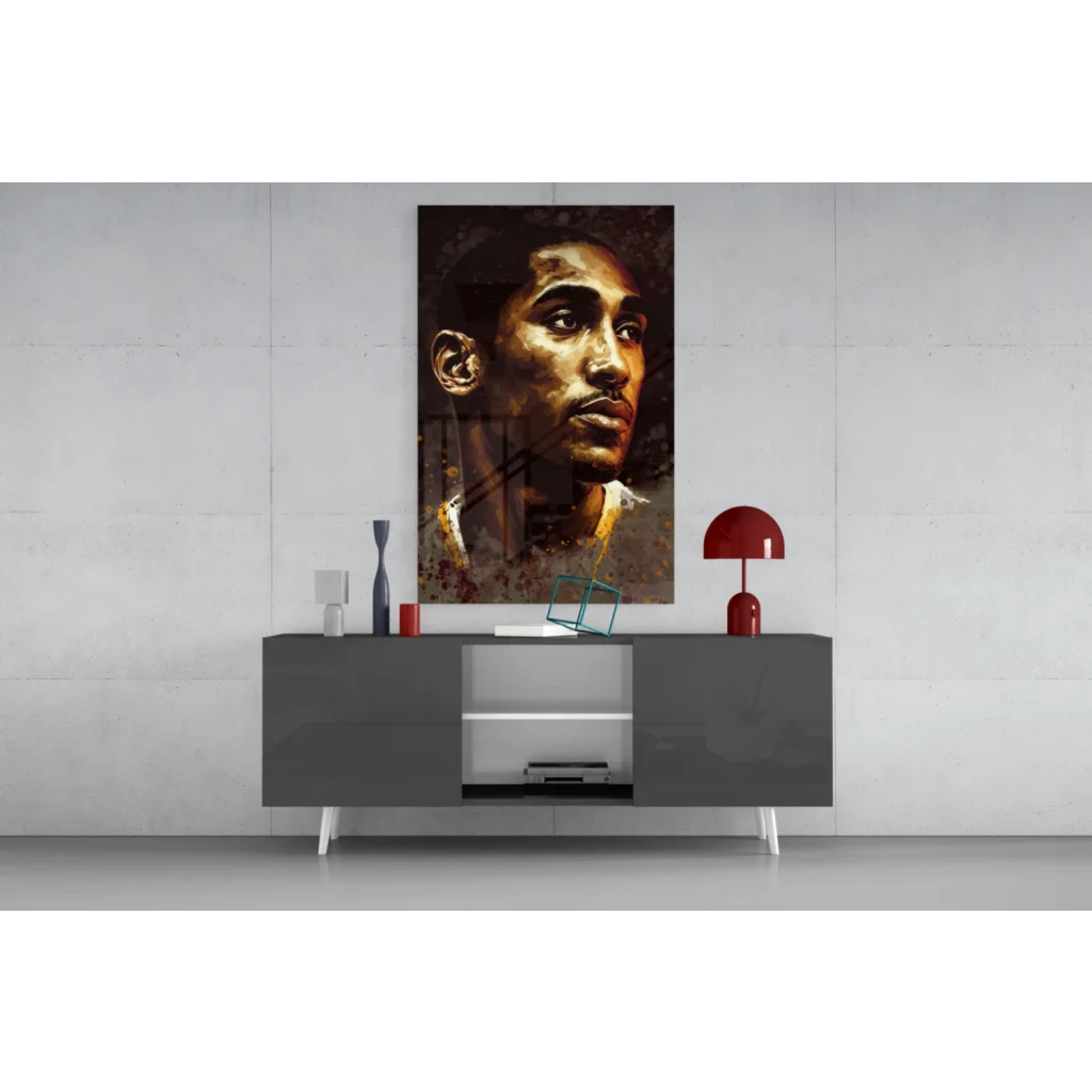 Kobe Bryant golden portrait glass wall art canvas print