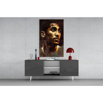 Kobe Bryant golden portrait glass wall art canvas print