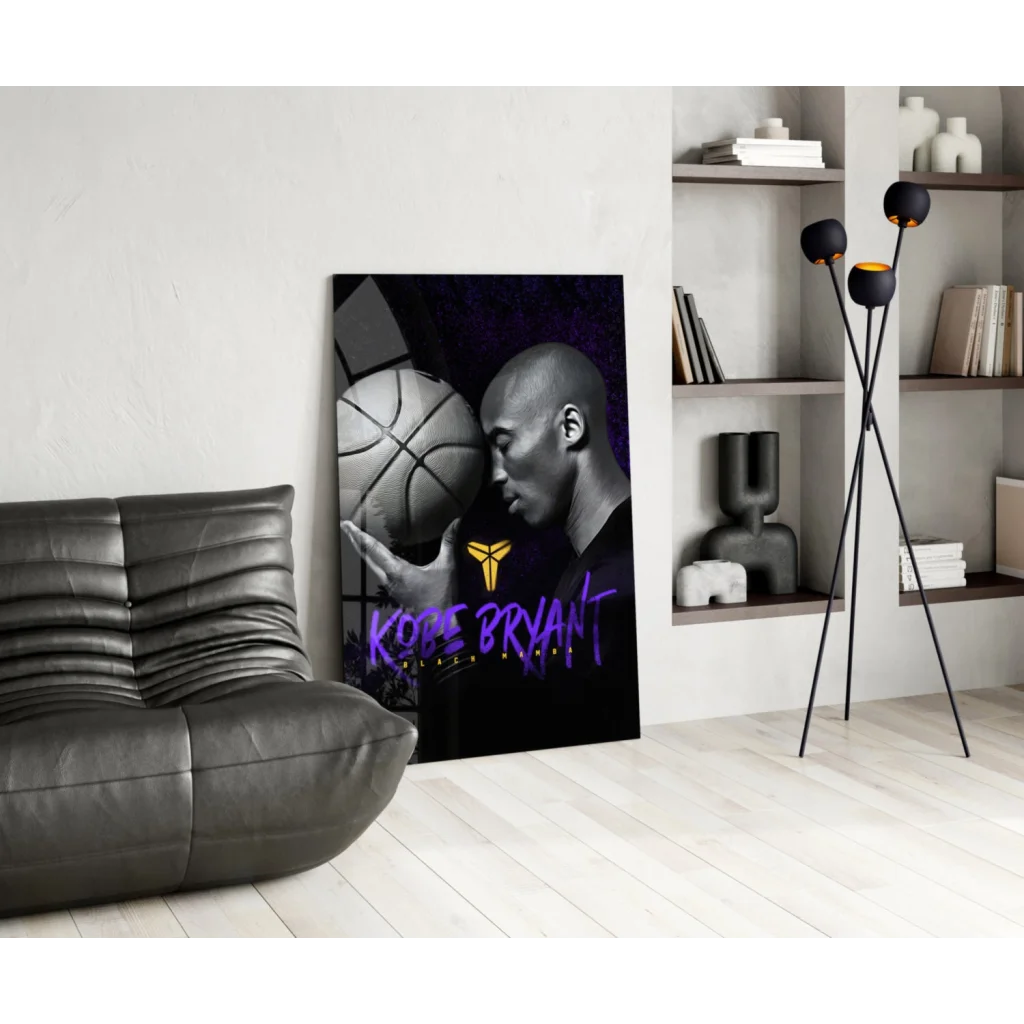 Kobe Bryant Black Mamba glass wall art canvas print portrait