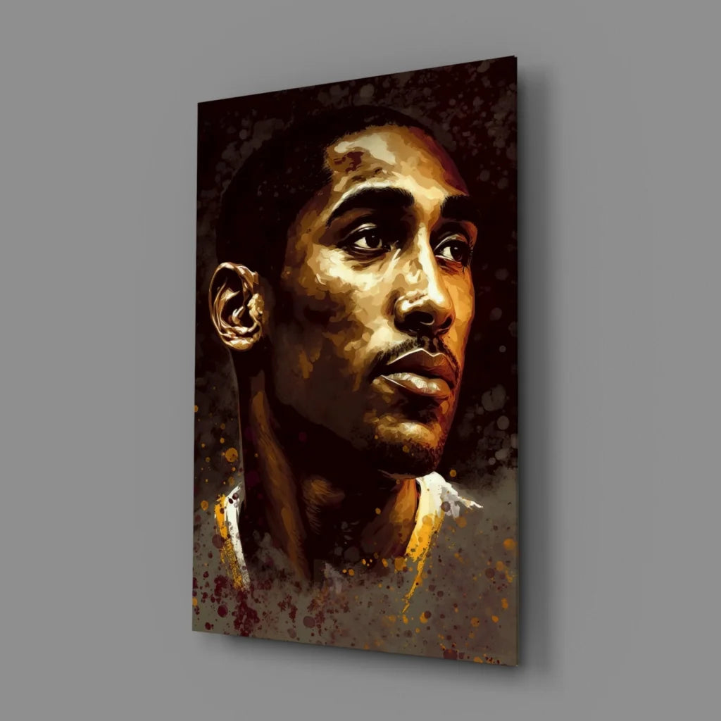 Kobe Bryant Golden Portrait Glass Wall Art Canvas Print | Glass Wall Art Print | vintageantiquesgifts.com