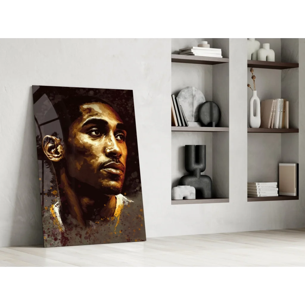 Kobe Bryant golden portrait glass wall art canvas print