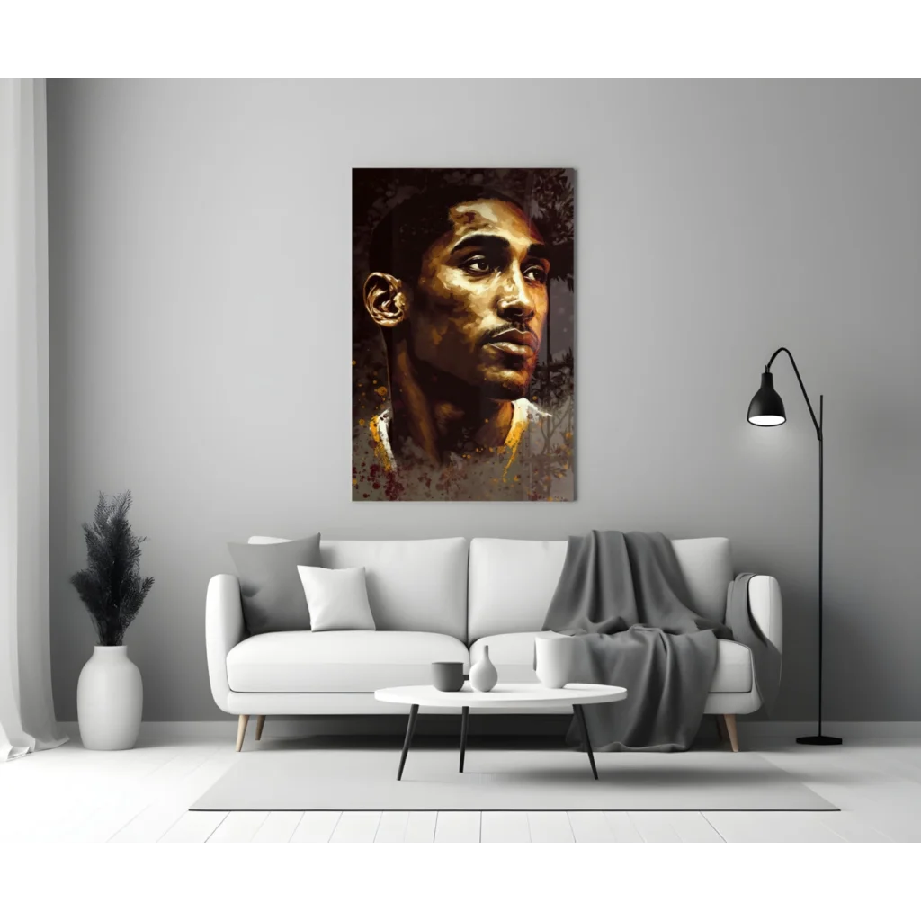 Kobe Bryant Golden Portrait Glass Wall Art Canvas Print | Modern Wall Art Decor | vintageantiquesgifts.com