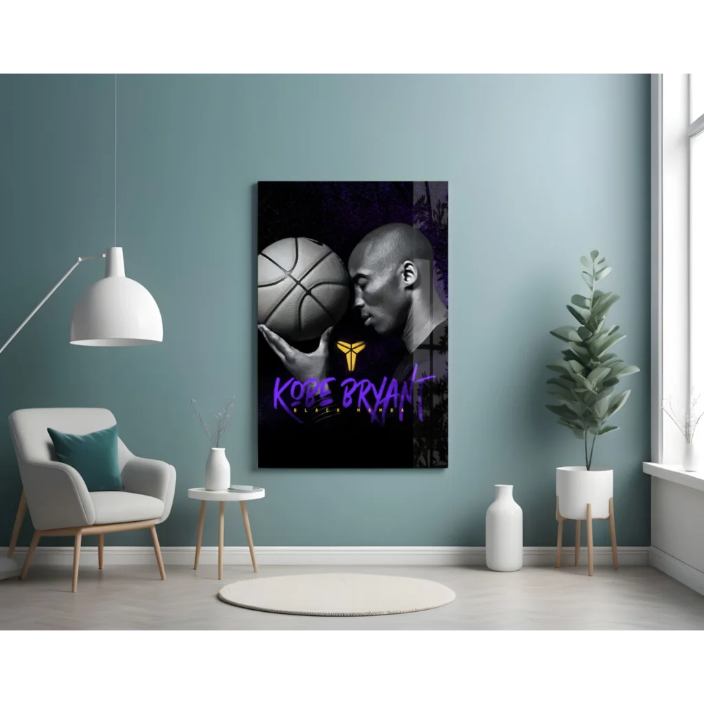 Kobe Bryant Black Mamba Glass Wall Art Canvas Print | Contemporary Home Wall Art | vintageantiquesgifts.com