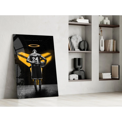Kobe Bryant halo glass wall art canvas print in black gold