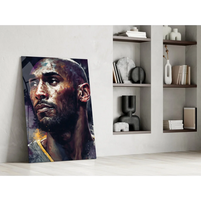 Vibrant Kobe Bryant Lakers glass wall art watercolor portrait