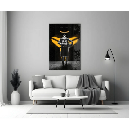 Kobe Bryant Halo Glass Wall Art Canvas Print Black Gold | Modern Wall Art Decor | vintageantiquesgifts.com