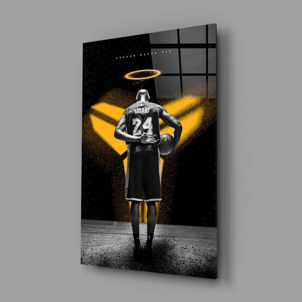 Kobe Bryant Halo Glass Wall Art Canvas Print Black Gold | Glass Wall Art Print | vintageantiquesgifts.com