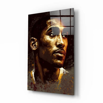 Kobe Bryant Golden Portrait Glass Wall Art Canvas Print | Insigneart USA | vintageantiquesgifts.com