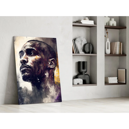 Black-and-white watercolor portrait on stunning glass wall art print