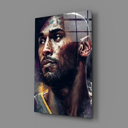 Kobe Bryant Lakers Glass Wall Art Vibrant Watercolor Portrait | Glass Wall Art Print | vintageantiquesgifts.com