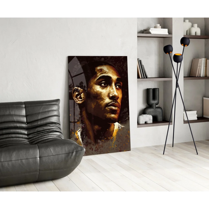 Kobe Bryant golden portrait glass wall art canvas print