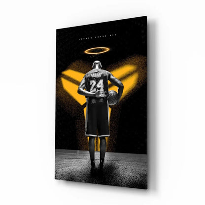 Kobe Bryant Halo Glass Wall Art Canvas Print Black Gold | Insigneart USA | vintageantiquesgifts.com
