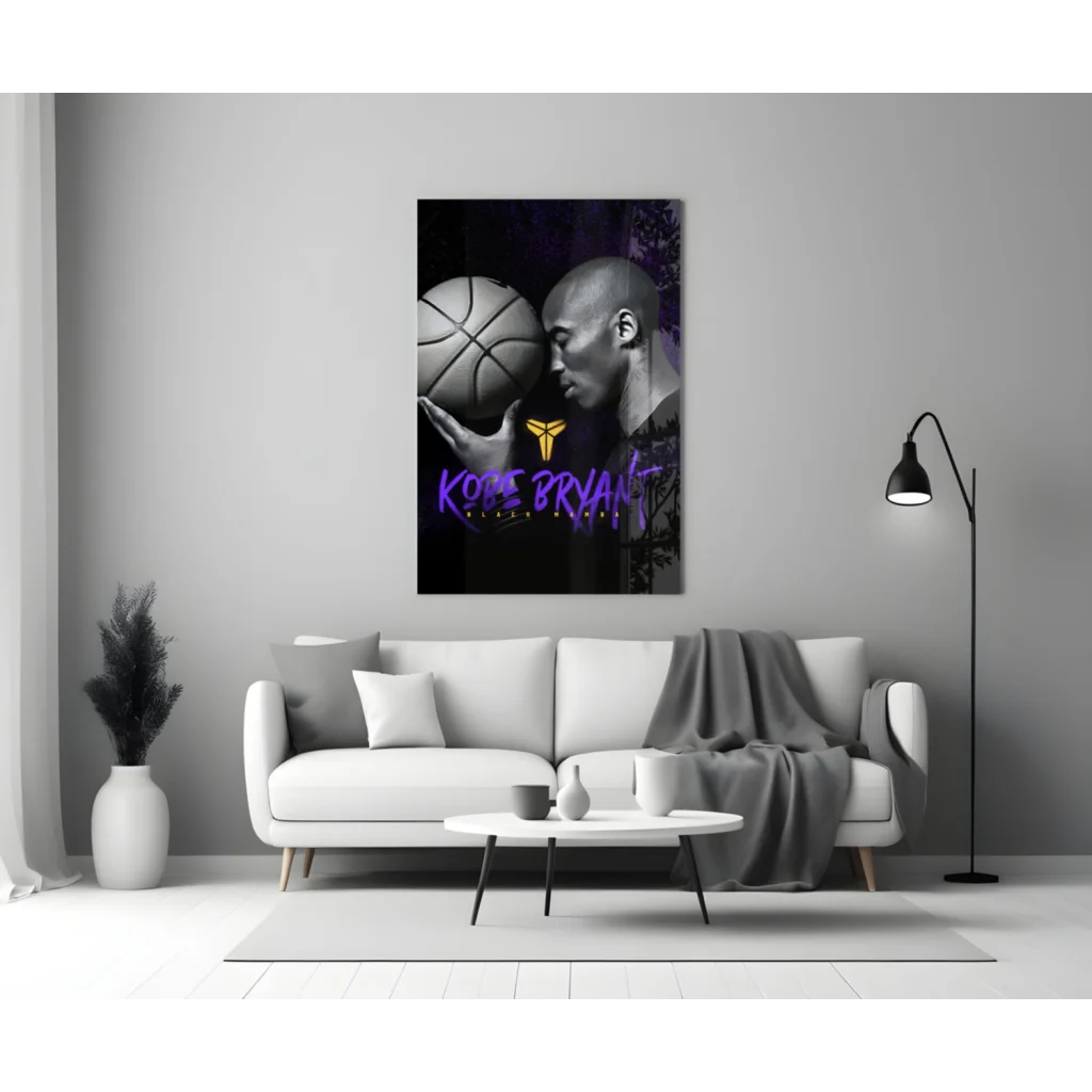 Kobe Bryant Black Mamba Glass Wall Art Canvas Print | Modern Wall Art Decor | vintageantiquesgifts.com