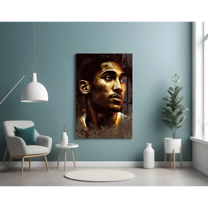 Kobe Bryant Golden Portrait Glass Wall Art Canvas Print | Contemporary Home Wall Art | vintageantiquesgifts.com