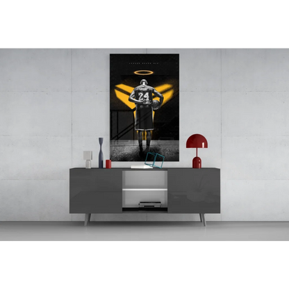 Kobe Bryant halo glass wall art canvas print in black gold