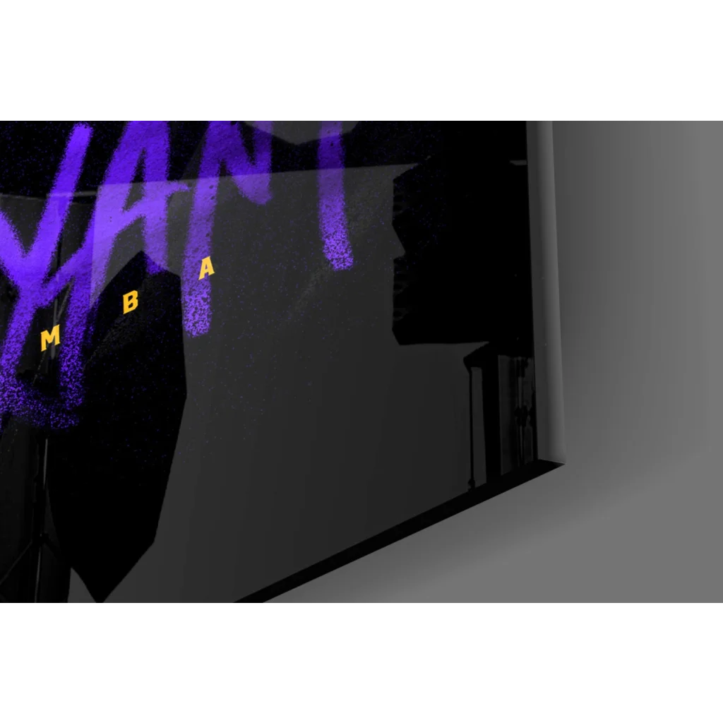 Kobe Bryant Black Mamba purple yellow graffiti on glass wall art