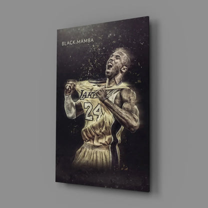 Dynamic Kobe Bryant Black Mamba Lakers glass wall art canvas print
